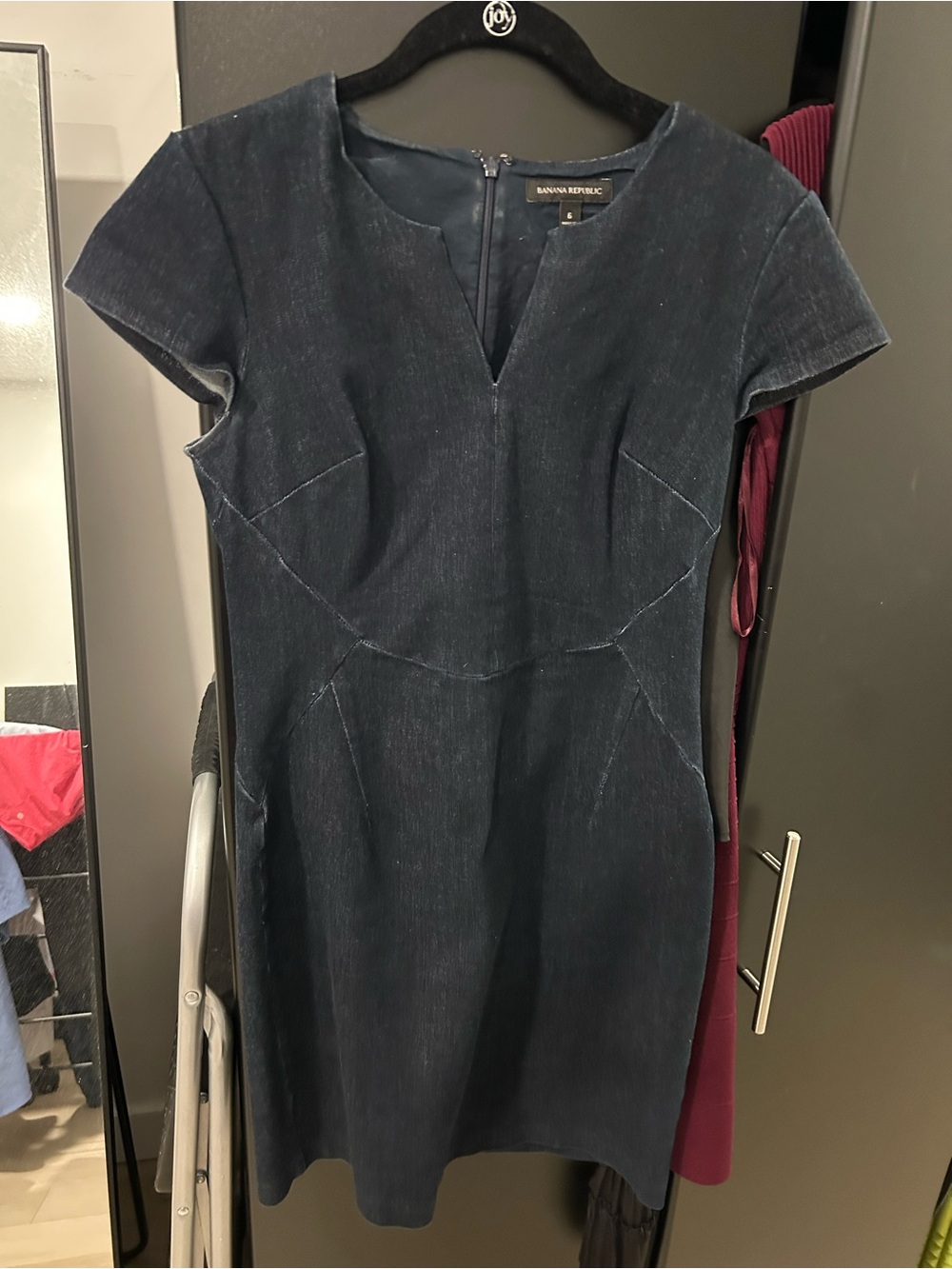 Banana Republic Dark Navy Short-Sleeve Sheath Dress